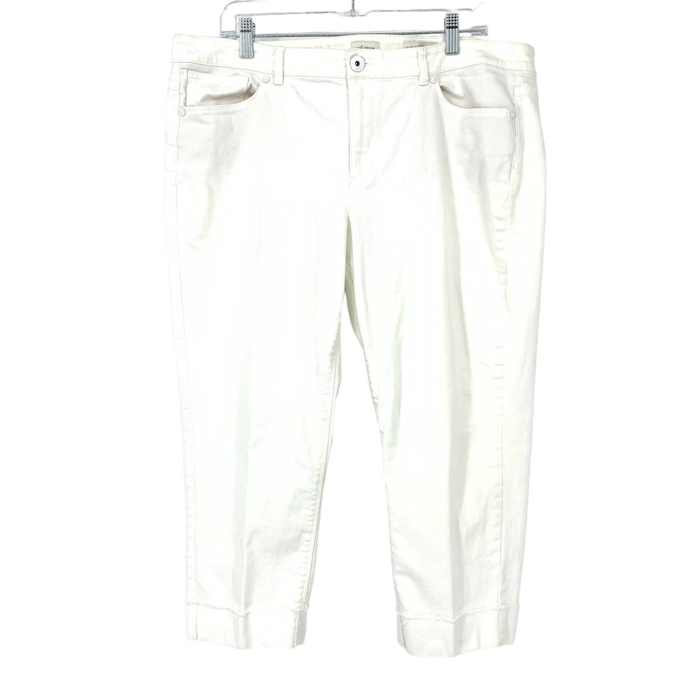 J. Jill Denim Women's Sz 18P Authentic Fit Crop Straight Leg Denim Jeans White